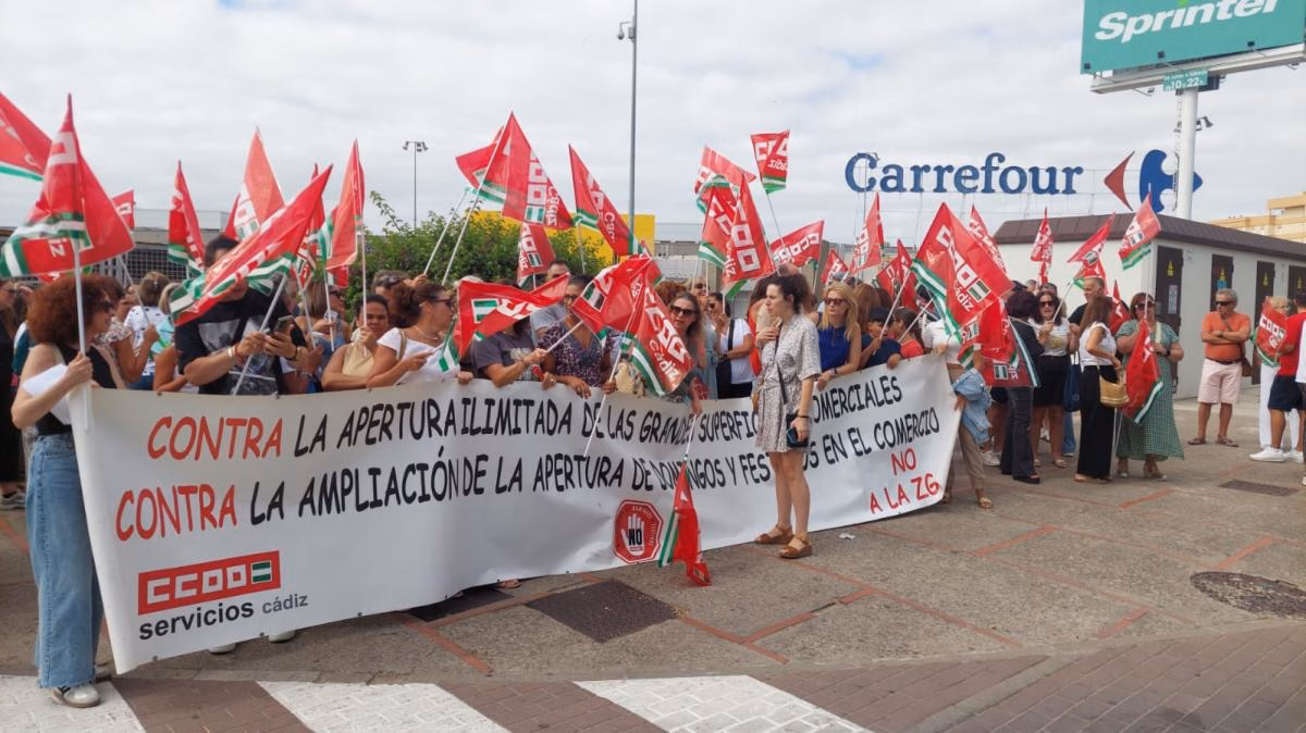 CCOO convocó concentraciones el pasado viernes en Jerez contra las aperturas de domingos y festivos no autorizadas en el comercio